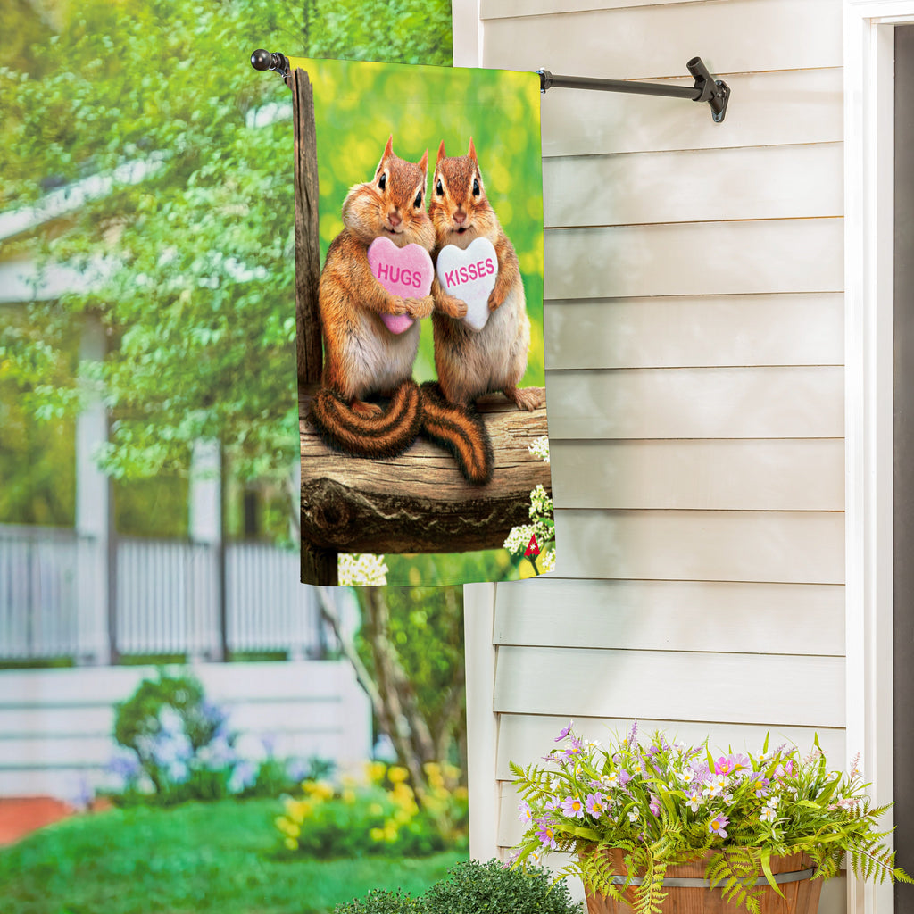 Valentine Chipmunks Suede House Flag
