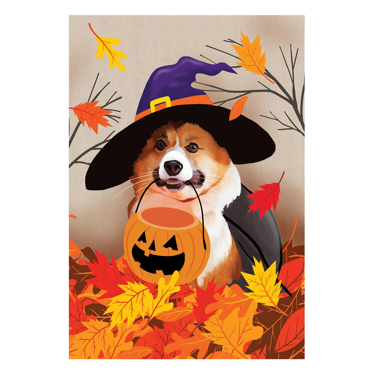 Corgi Fall Suede House Flag