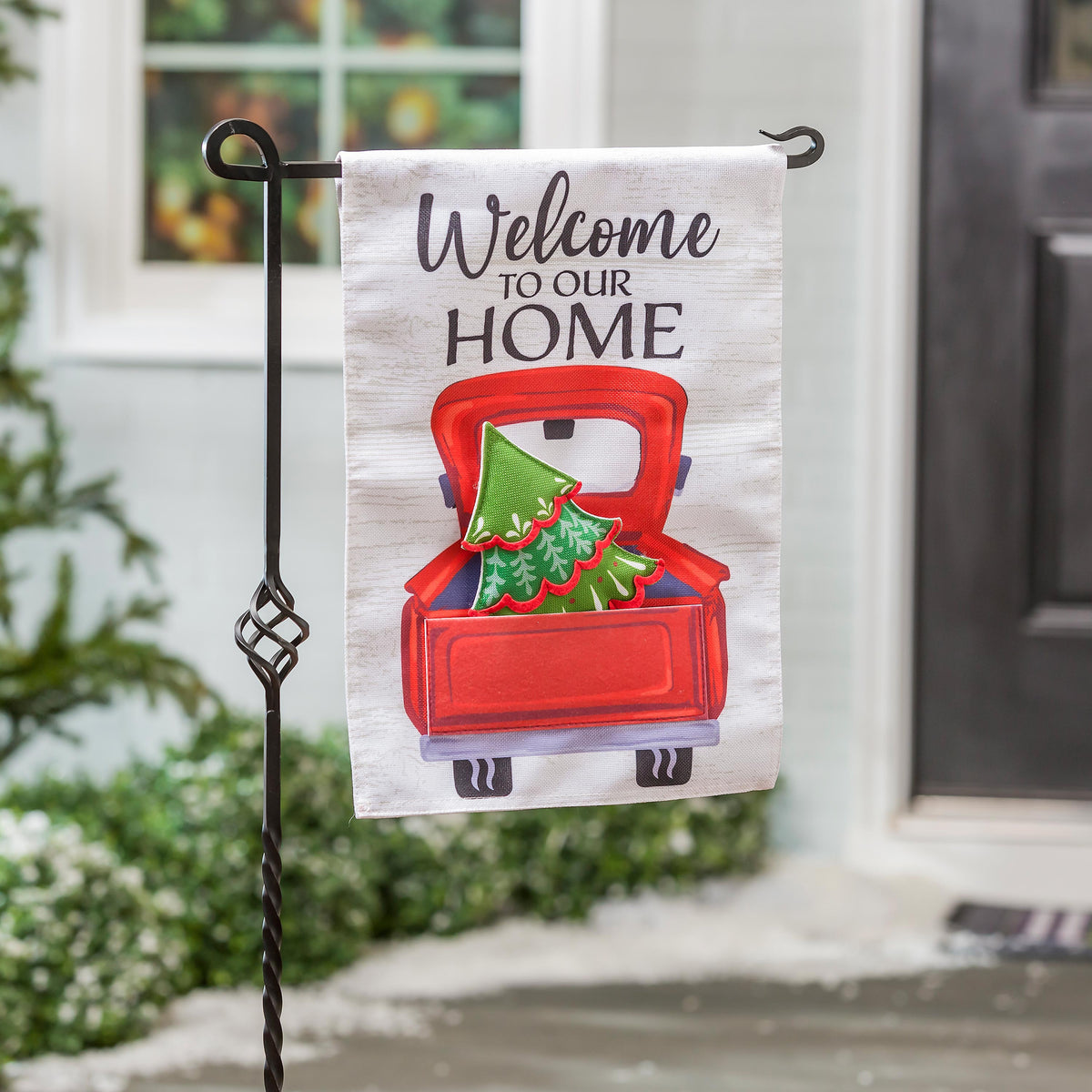 Red Truck Switchable Icon Burlap Garden Flag