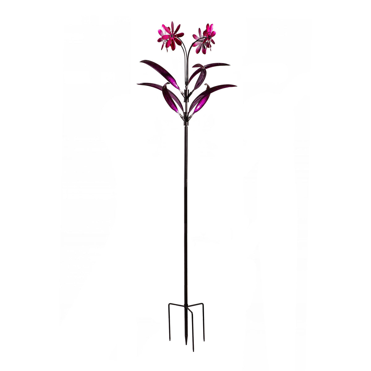 Metal Wind Spinner Spiral Spinning Flowers, 88"H