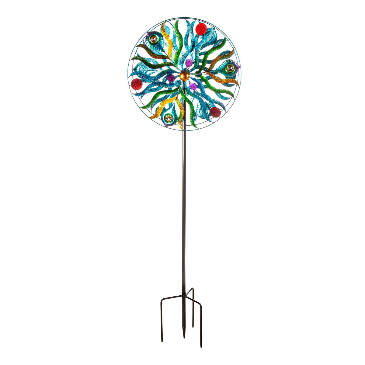 75"H Wind Spinner, Peacock in Motion