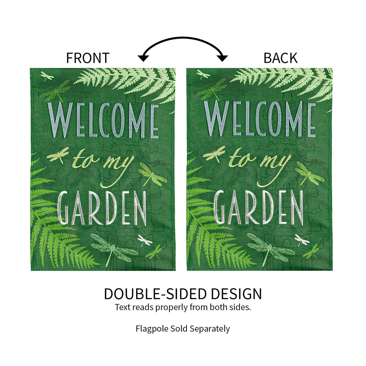 Welcome Dragonfly Garden Burlap Flag