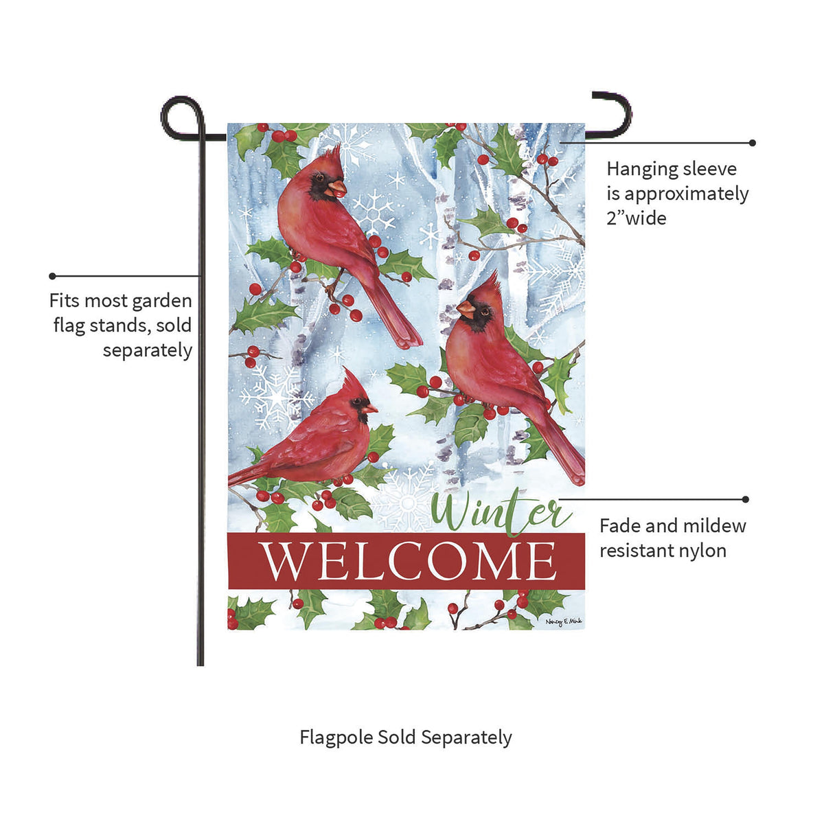 Winter Visit Suede Garden Flag