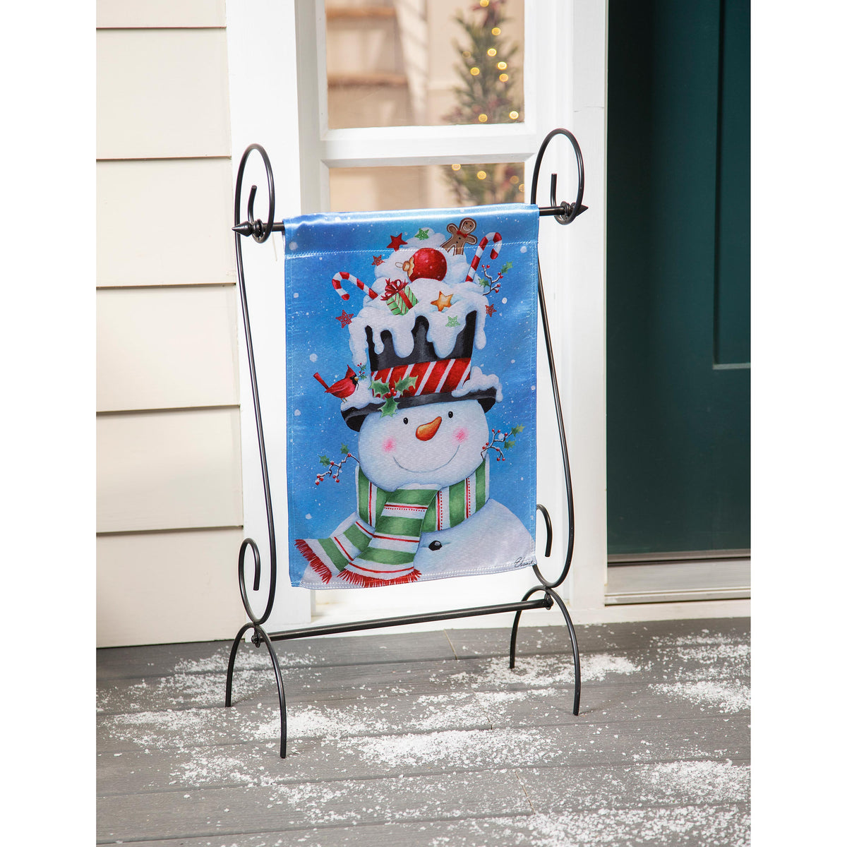 Christmas Snowman Lustre Garden Flag