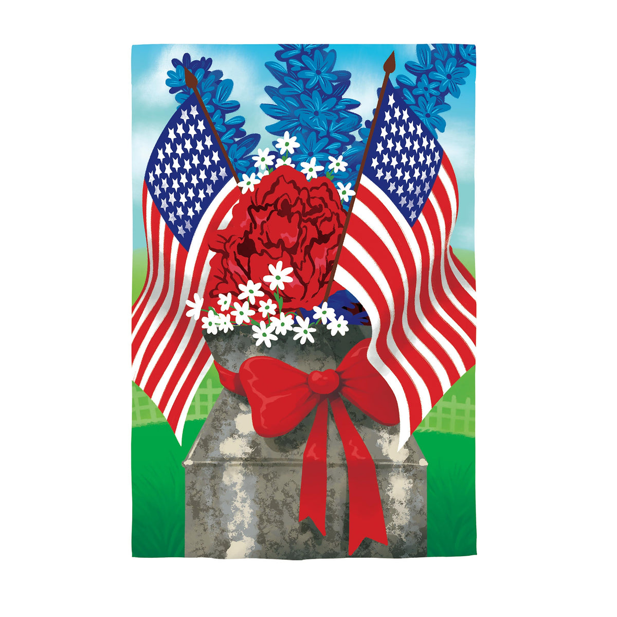 Patriotic Bouquet Applique House Flag