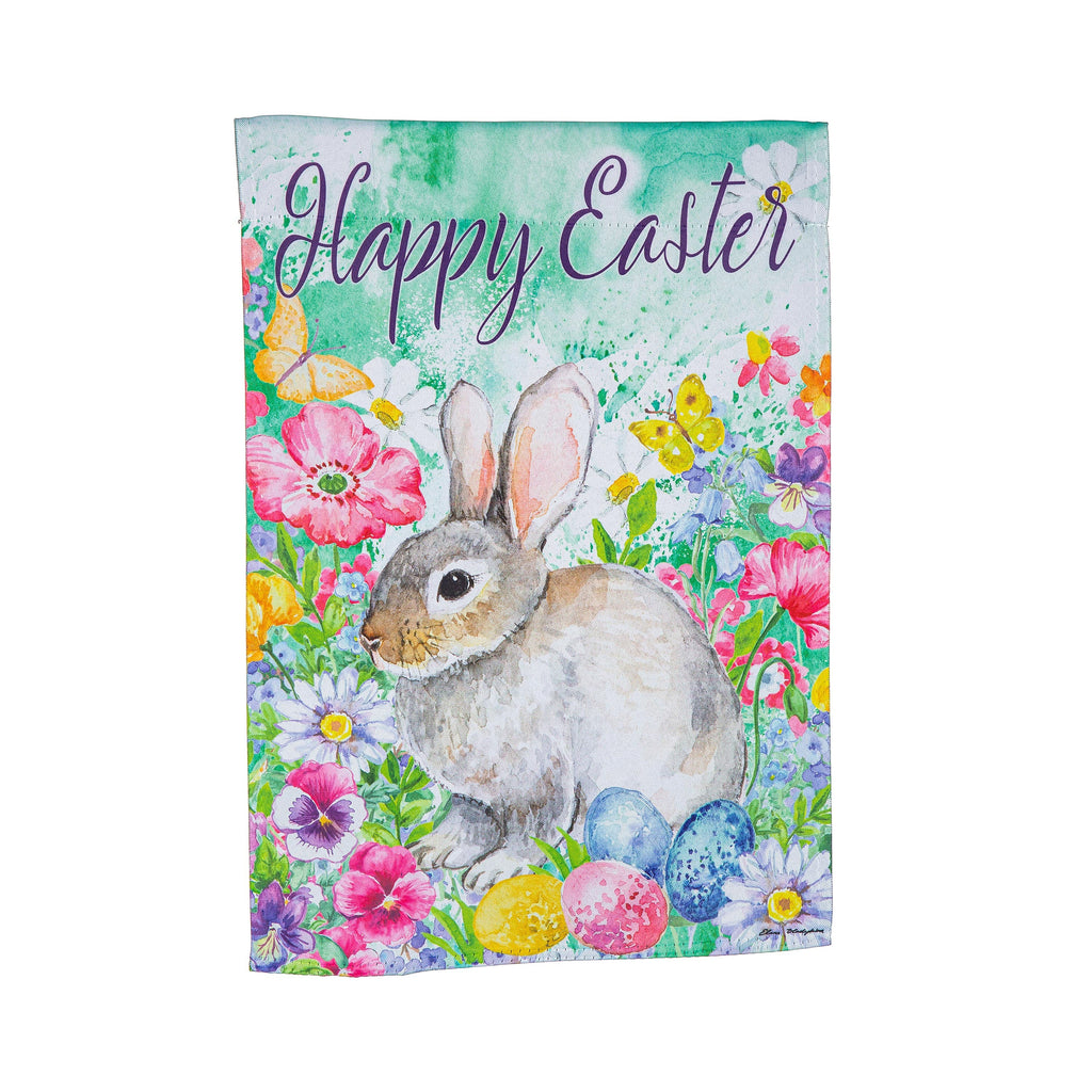 Bunny in the Garden Suede Garden Flag