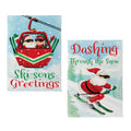 Christmas Skiing Suede House Flag Double Sided