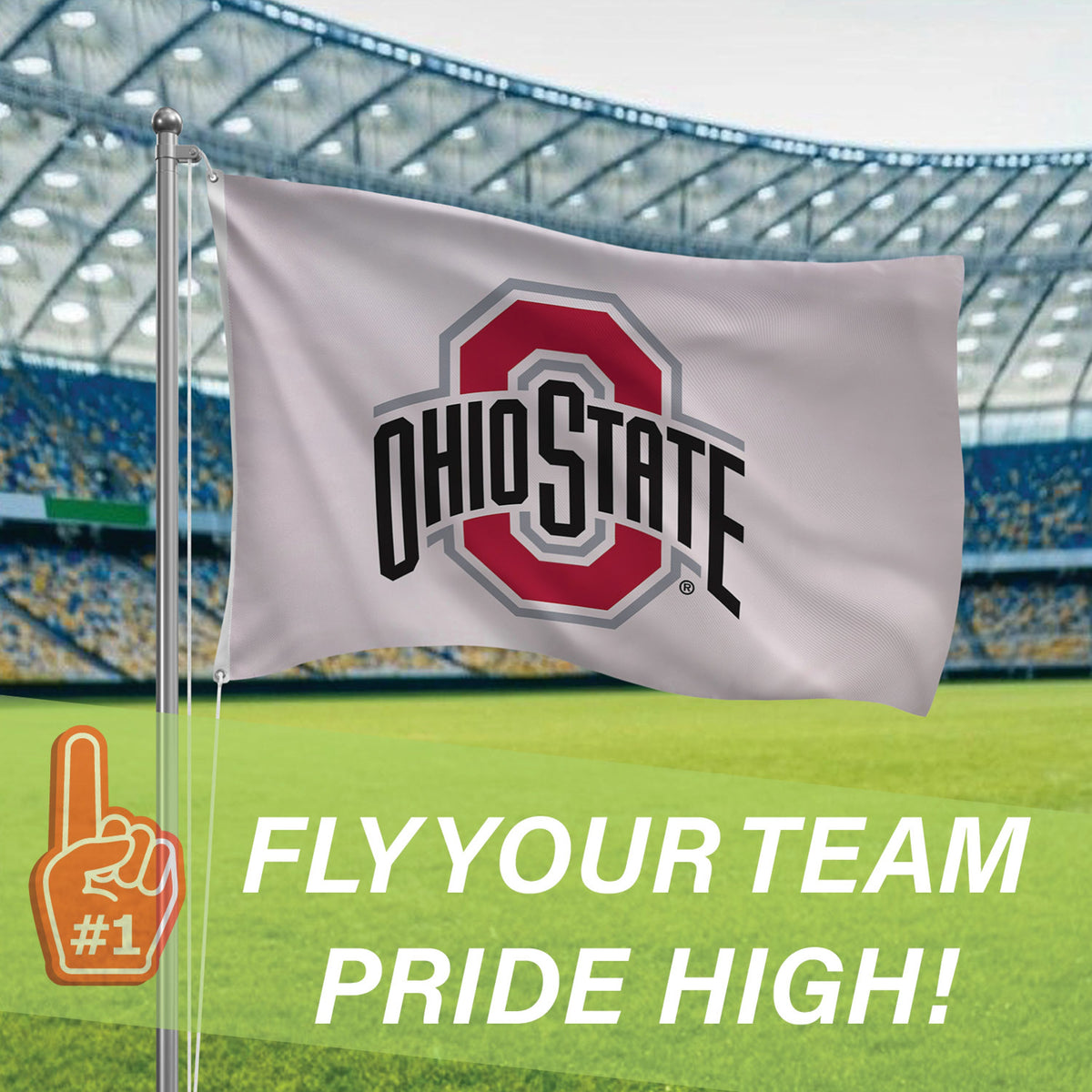 Ohio State University Single Sided Estate Flag with 2 Grommets, 3'x5'