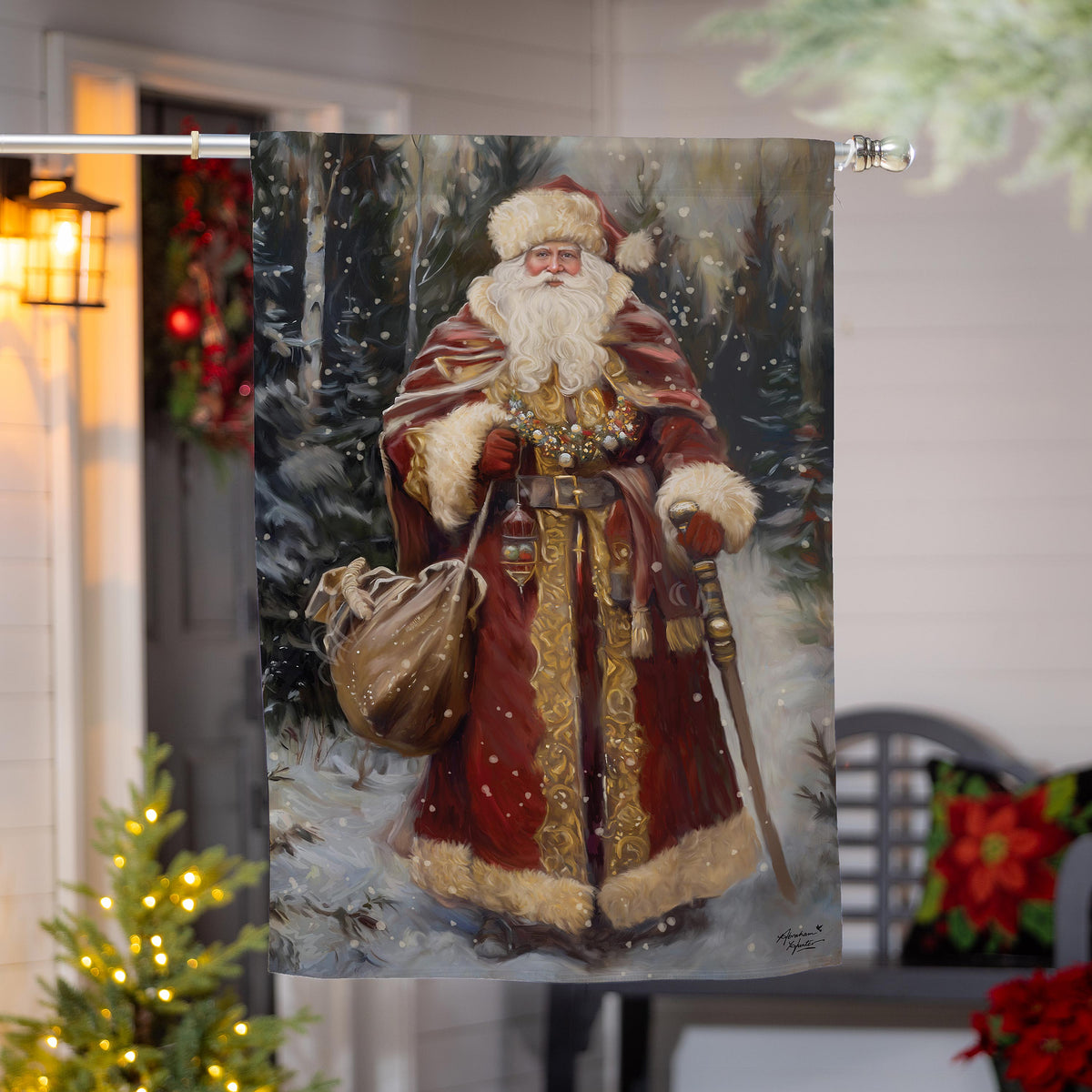Victorian Santa Suede House Flag
