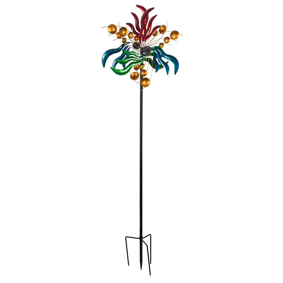 84" Wind Powered Lighted Wind Spinner, Circles & Waves