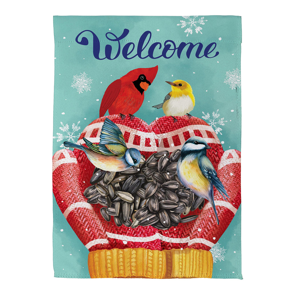 Welcome Bird Friends Suede House Flag