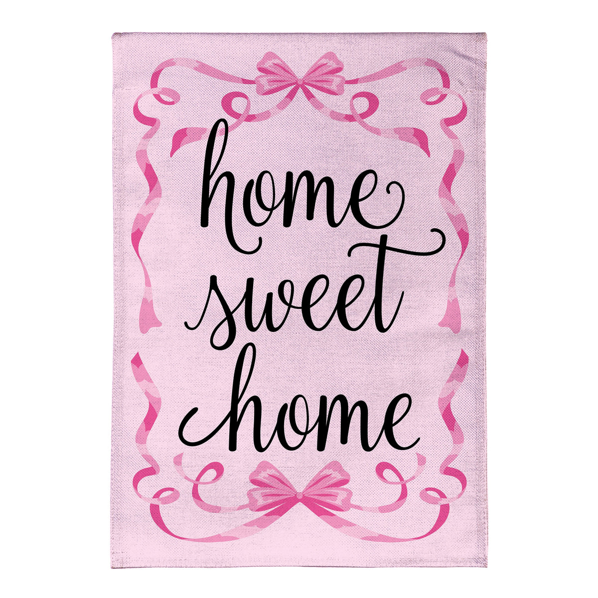Home Sweet Home Pink Ribbon Burlap Garden Flag