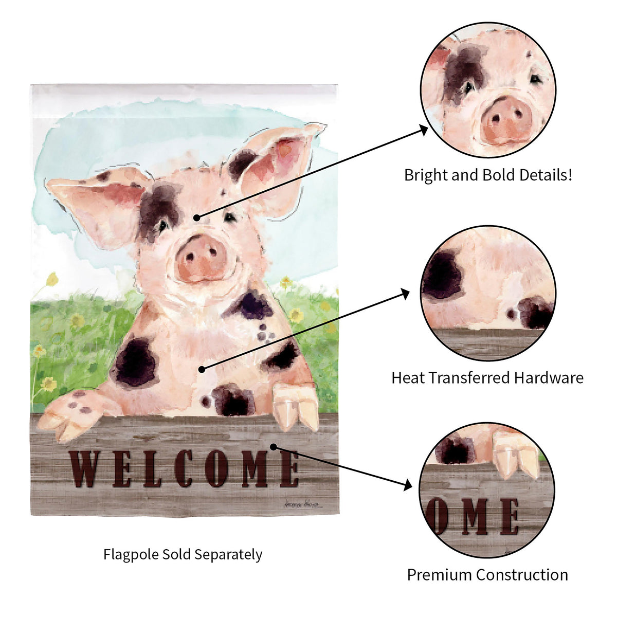 Spotted Pig Garden Suede Flag