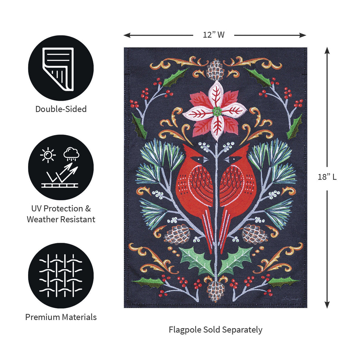 Cardinal Damask Burlap Garden Flag