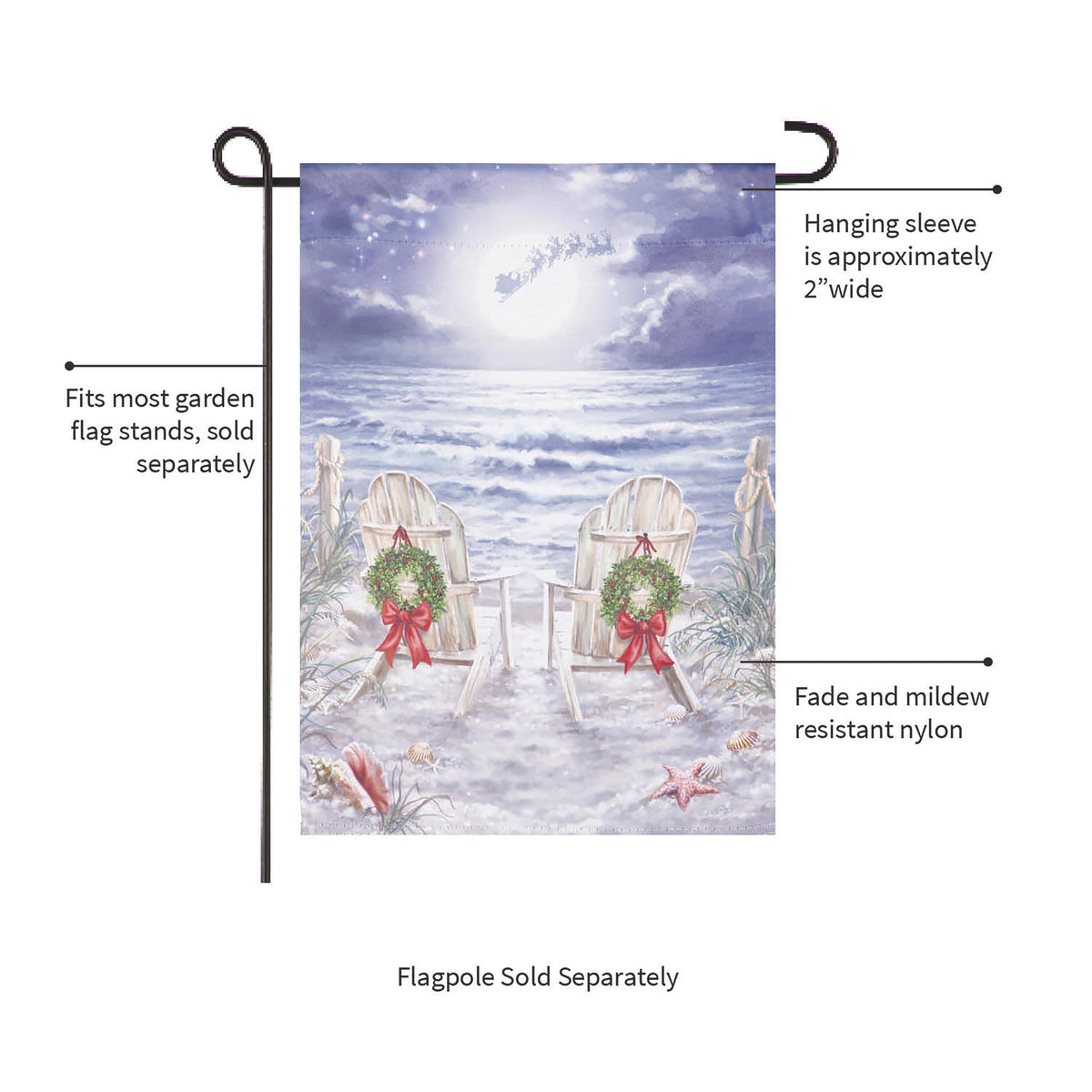 Christmas on the Beach Suede Garden Flag