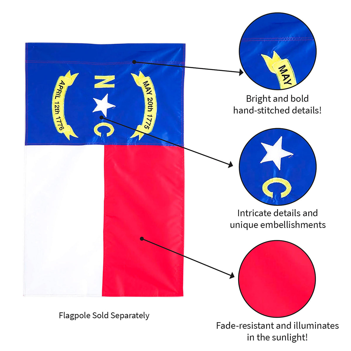 North Carolina State Garden Applique Flag
