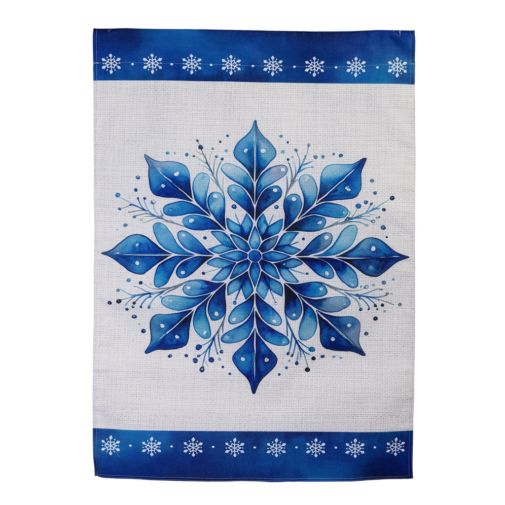 Sparkling Snowflake Burlap House Flag