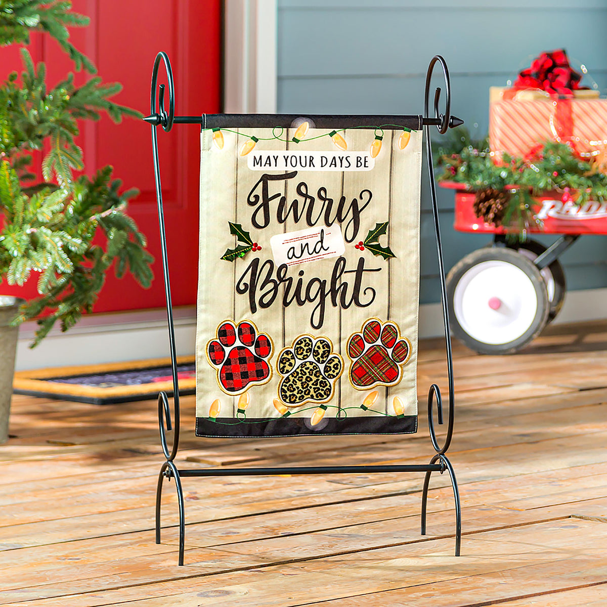 Furry and Bright Garden Linen Flag
