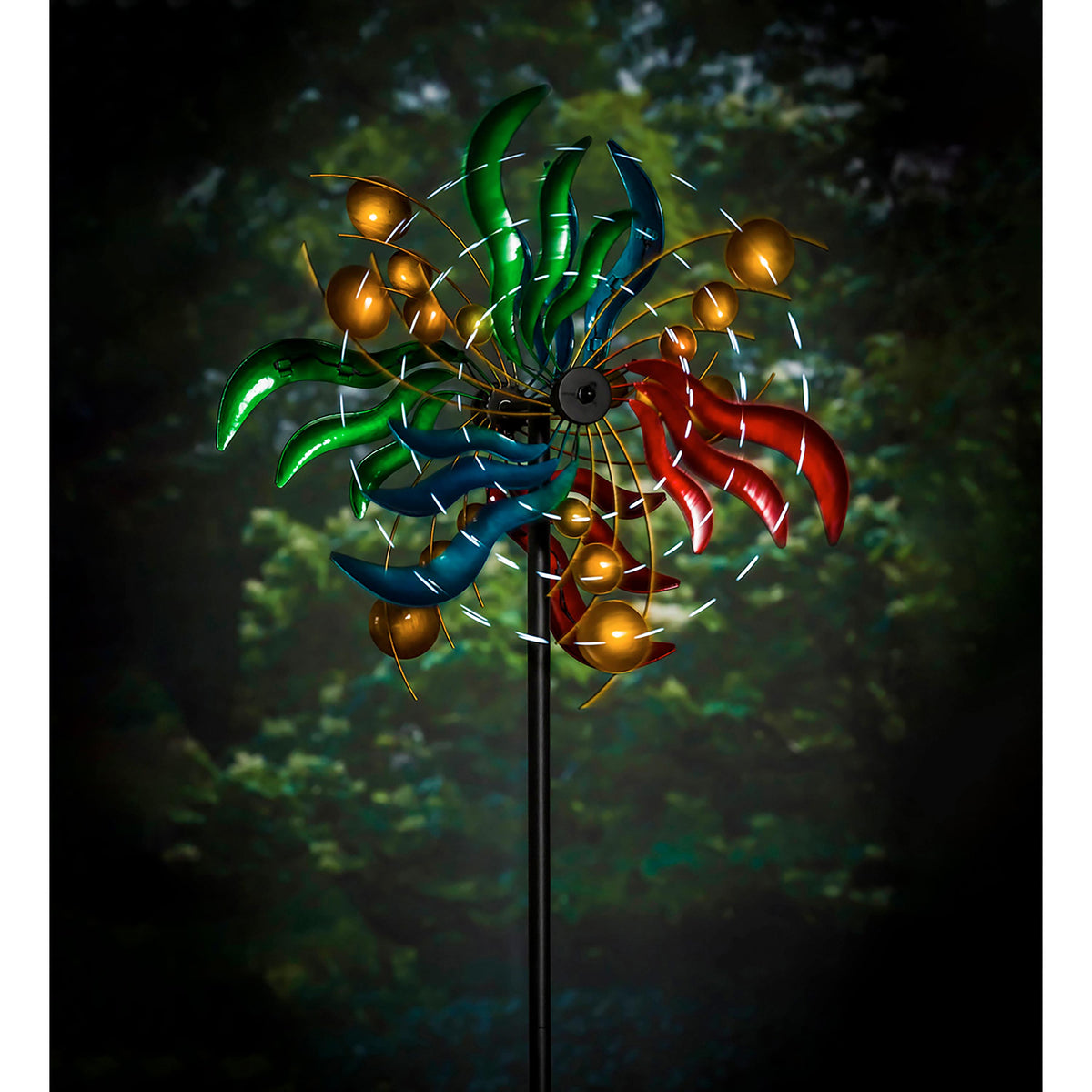 84" Wind Powered Lighted Wind Spinner, Circles & Waves