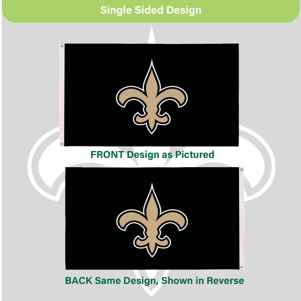 New Orleans Saints Single Sided Estate Flag with 2 Grommets, 3'x5'