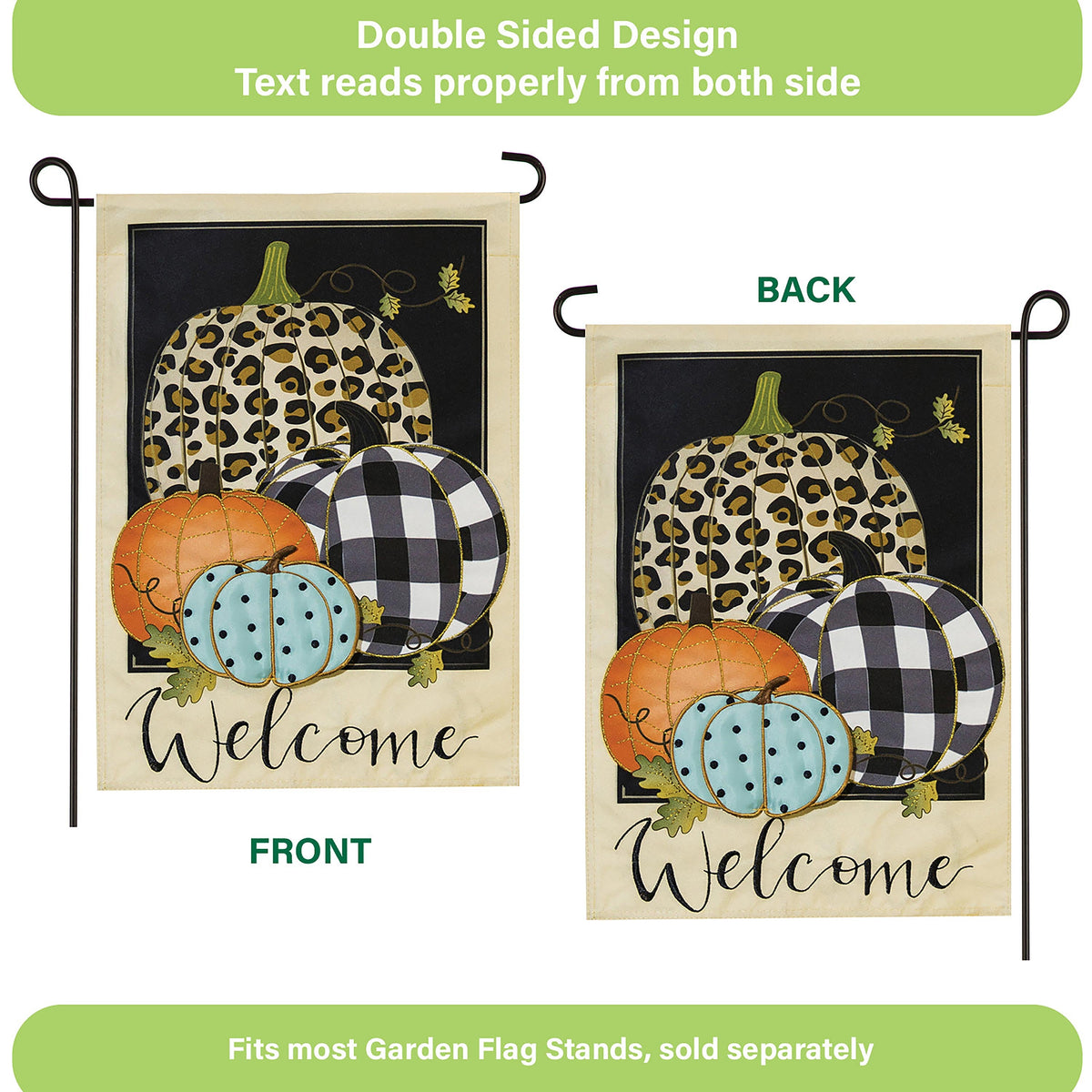 Mixed Print Pumpkins Garden Linen Flag