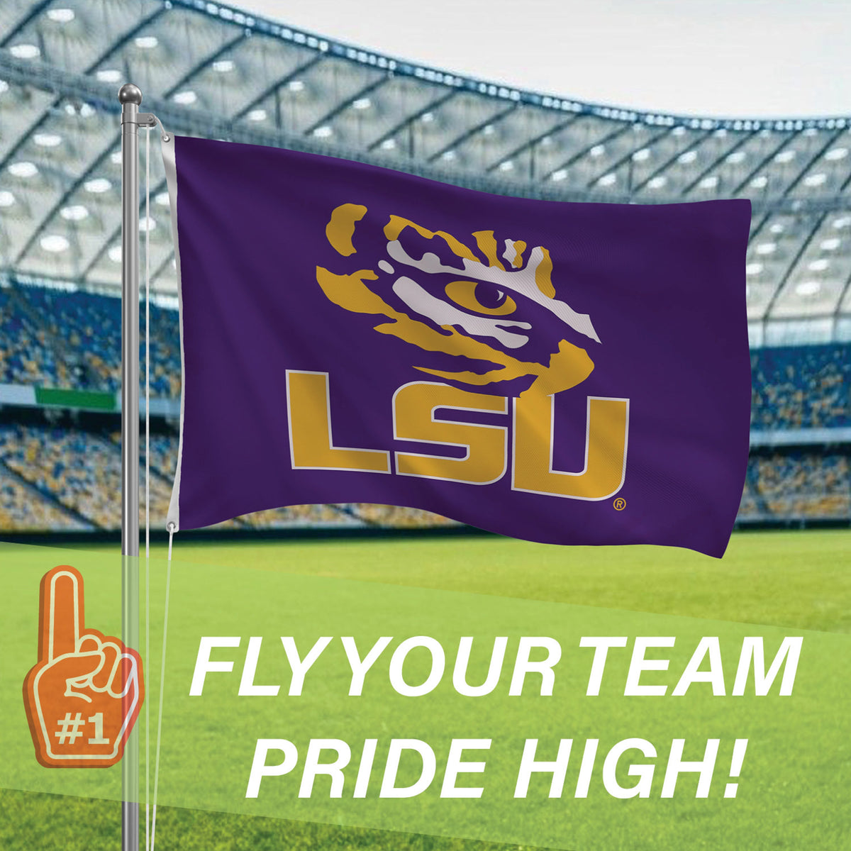 Louisiana State University Single Sided Estate Flag with 2 Grommets, 3'x5'