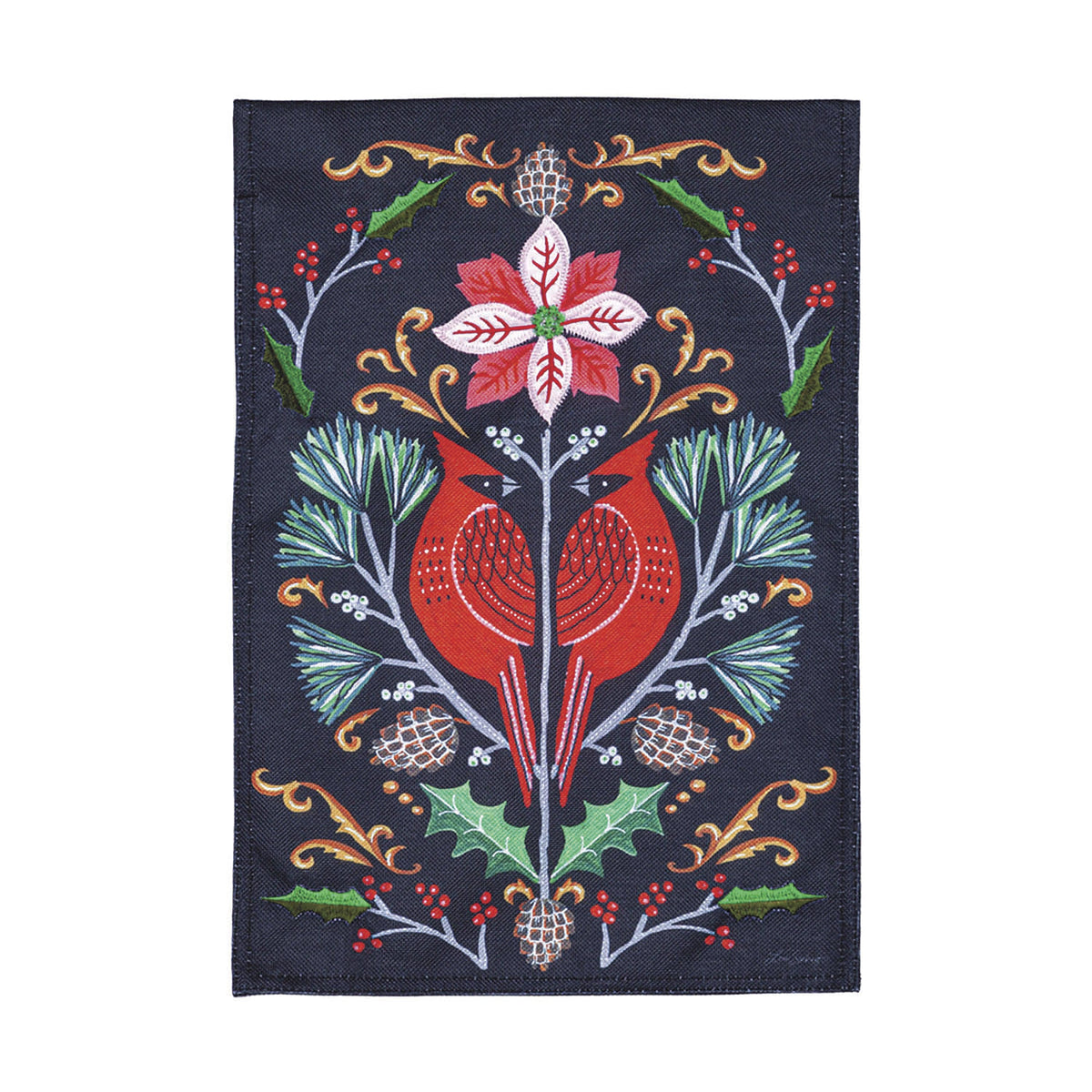 Cardinal Damask Burlap Garden Flag