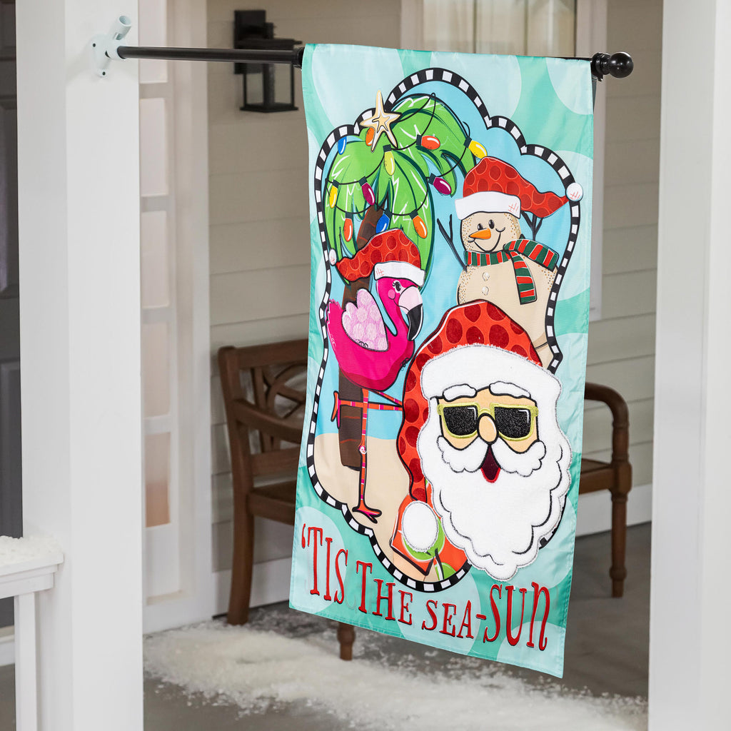 Tis The Sea-Sun Applique House Flag