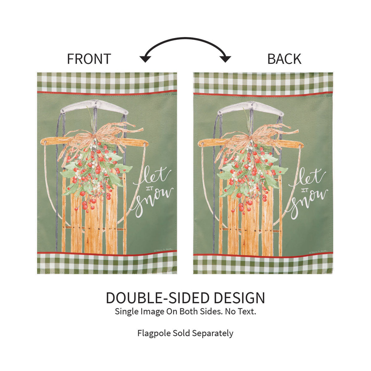 Let It Snow Sleigh Suede Garden Flag