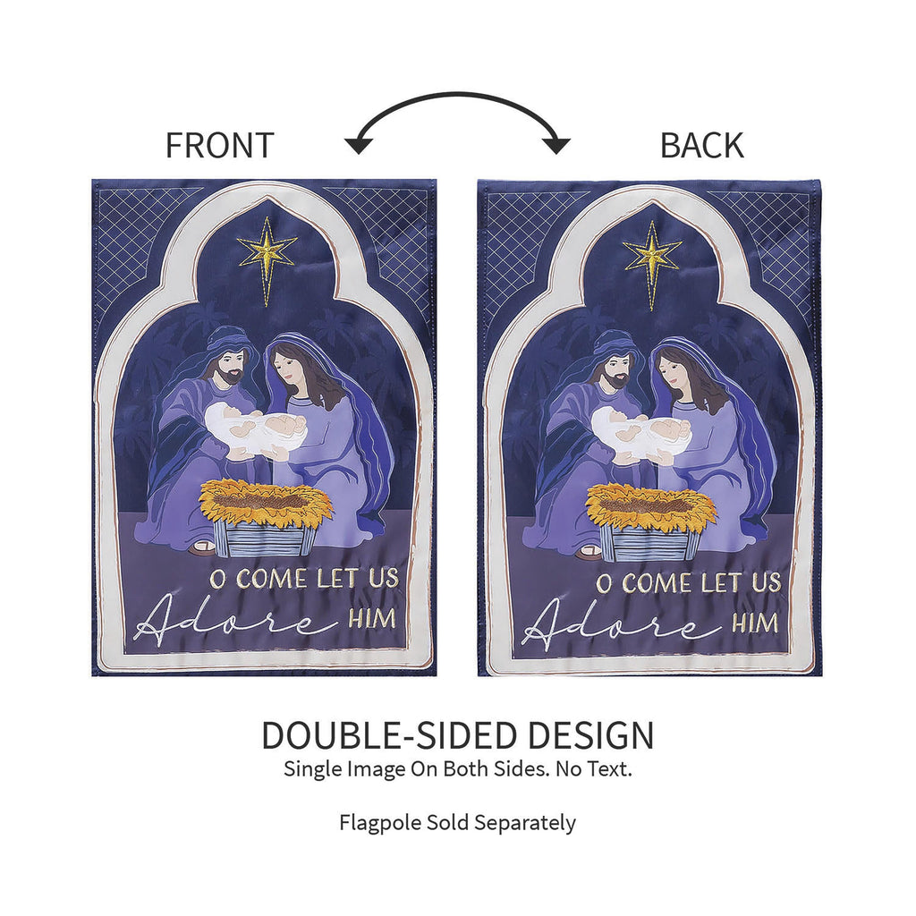 Come Let Us Adore Him Applique Garden Flag