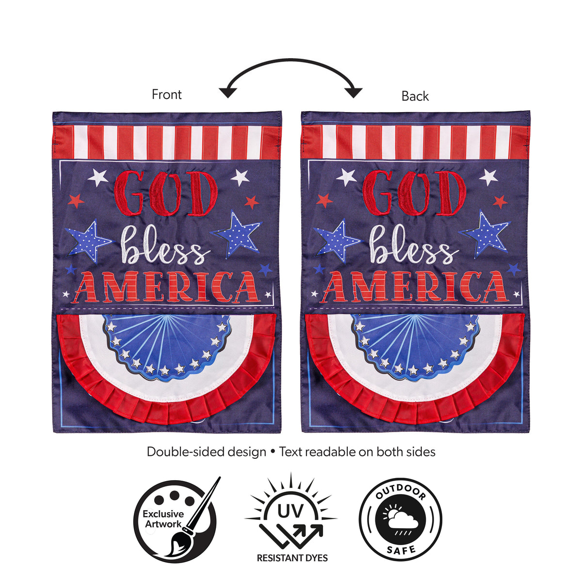 Patriotic God Bless America Applique Garden Flag