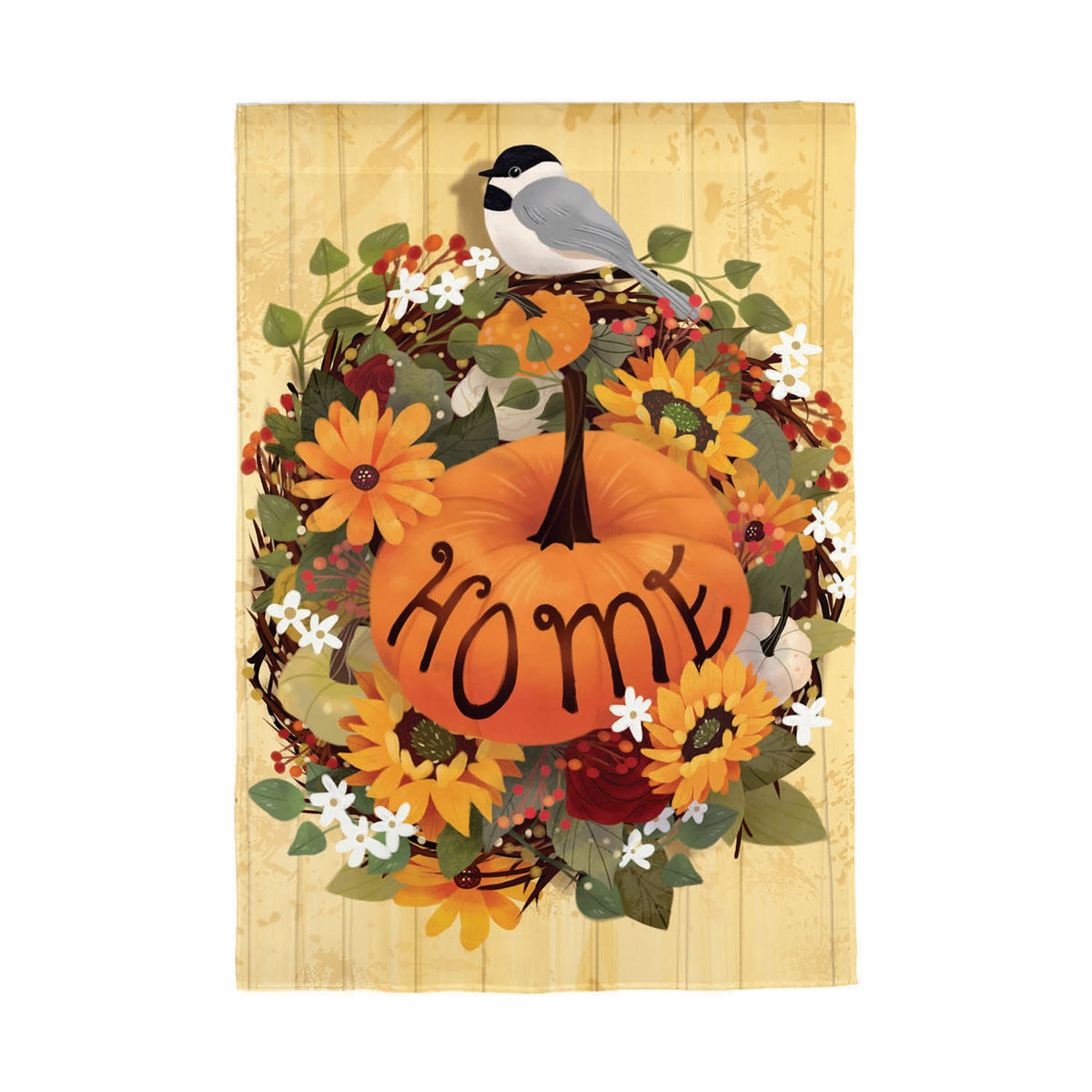 Pumpkin Wreath Moire Garden Flag