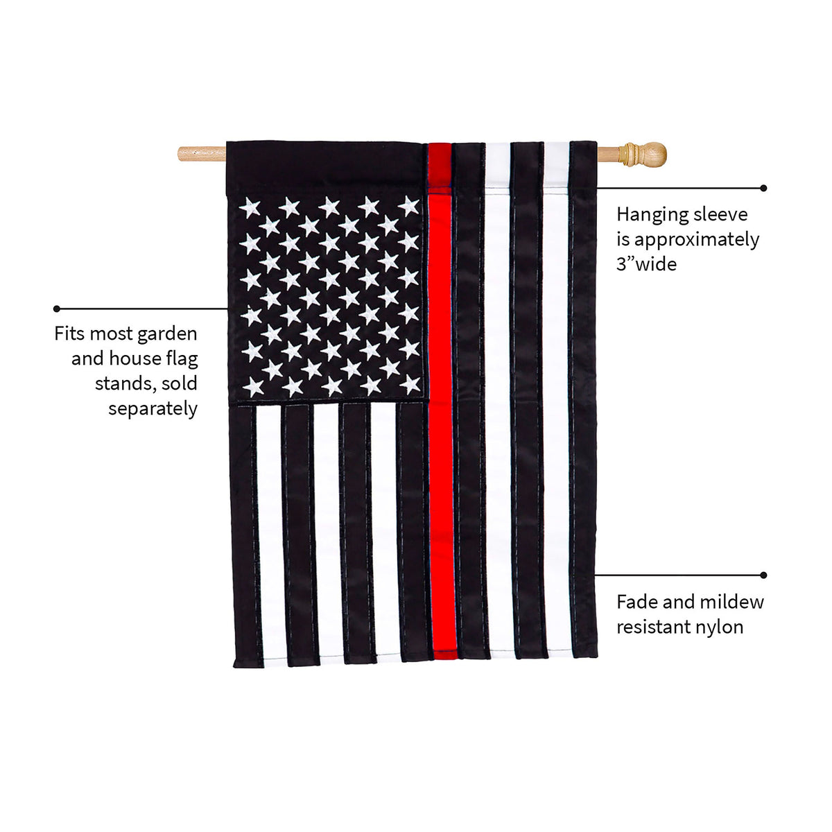 Thin Red Line House Applique Flag