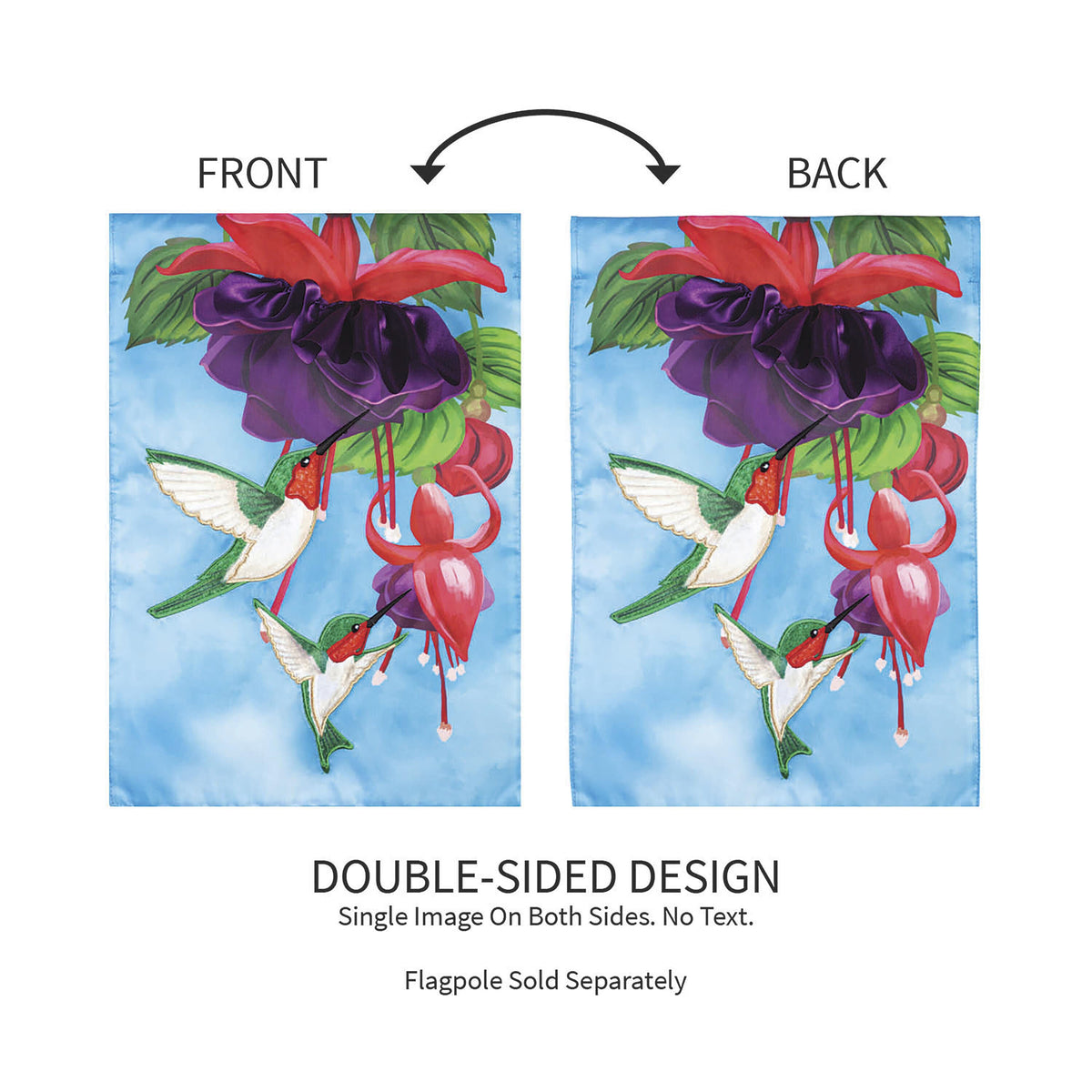 Hummingbirds Applique Garden Flag