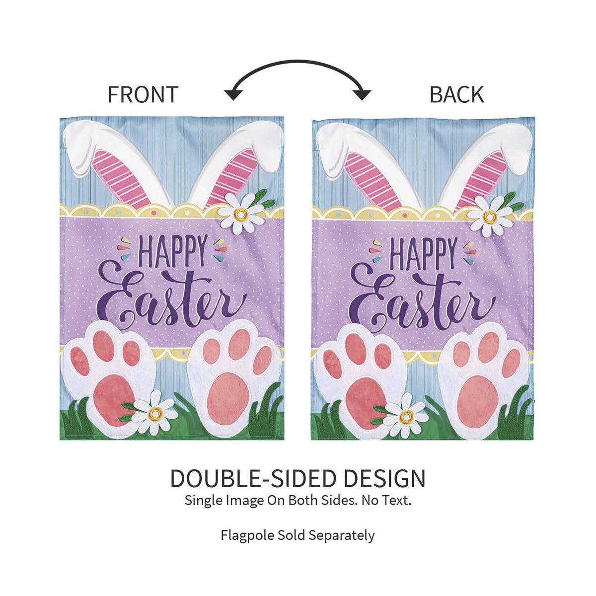 Happy Easter Bunny Applique Garden Flag