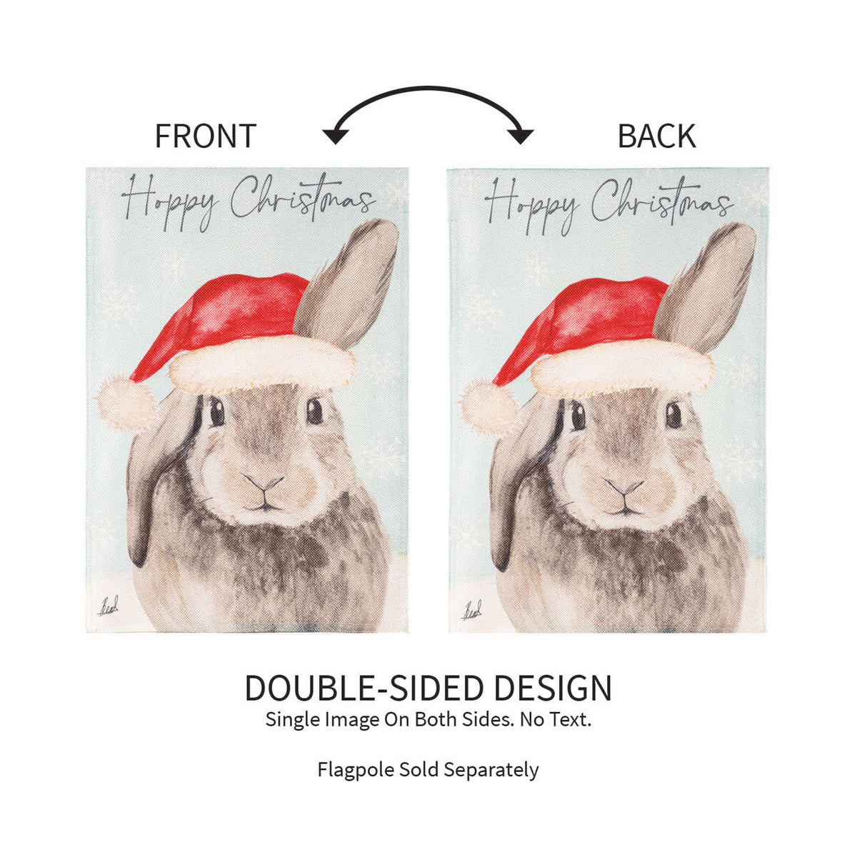 Merry Christmas Bunny Burlap Garden Flag