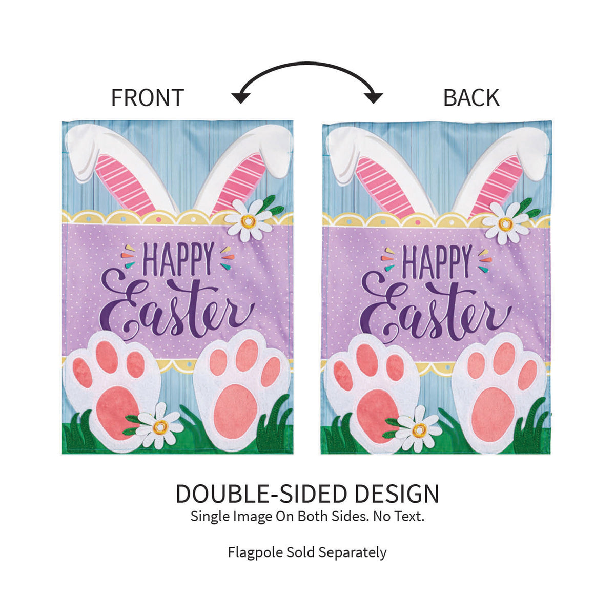 Happy Easter Bunny Applique Garden Flag