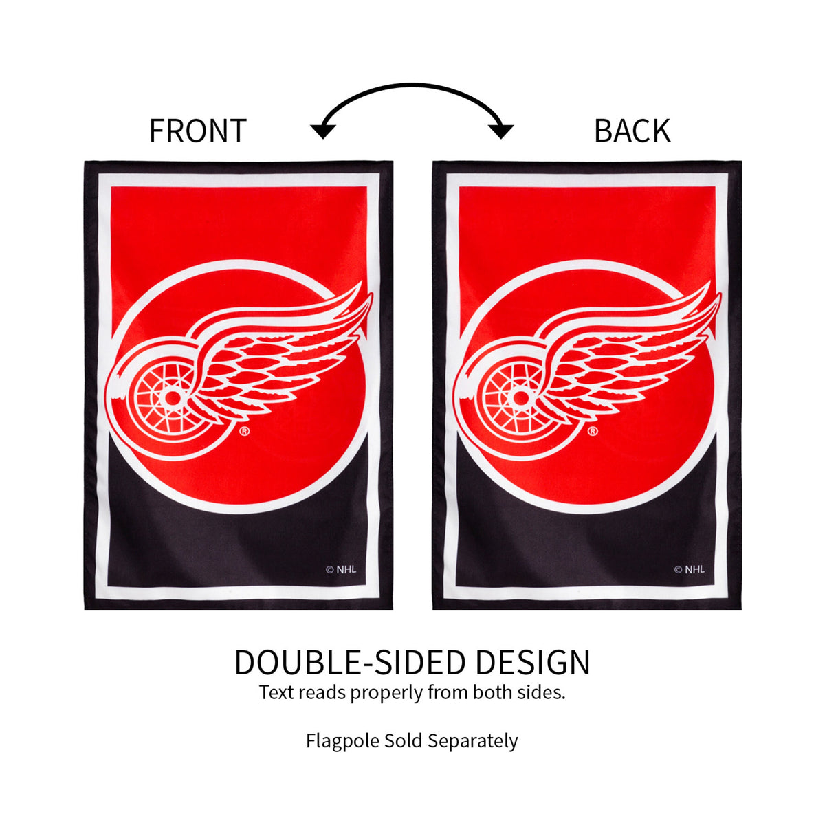 NHL Hockey Burlap House Flag, Detroit Red Wings