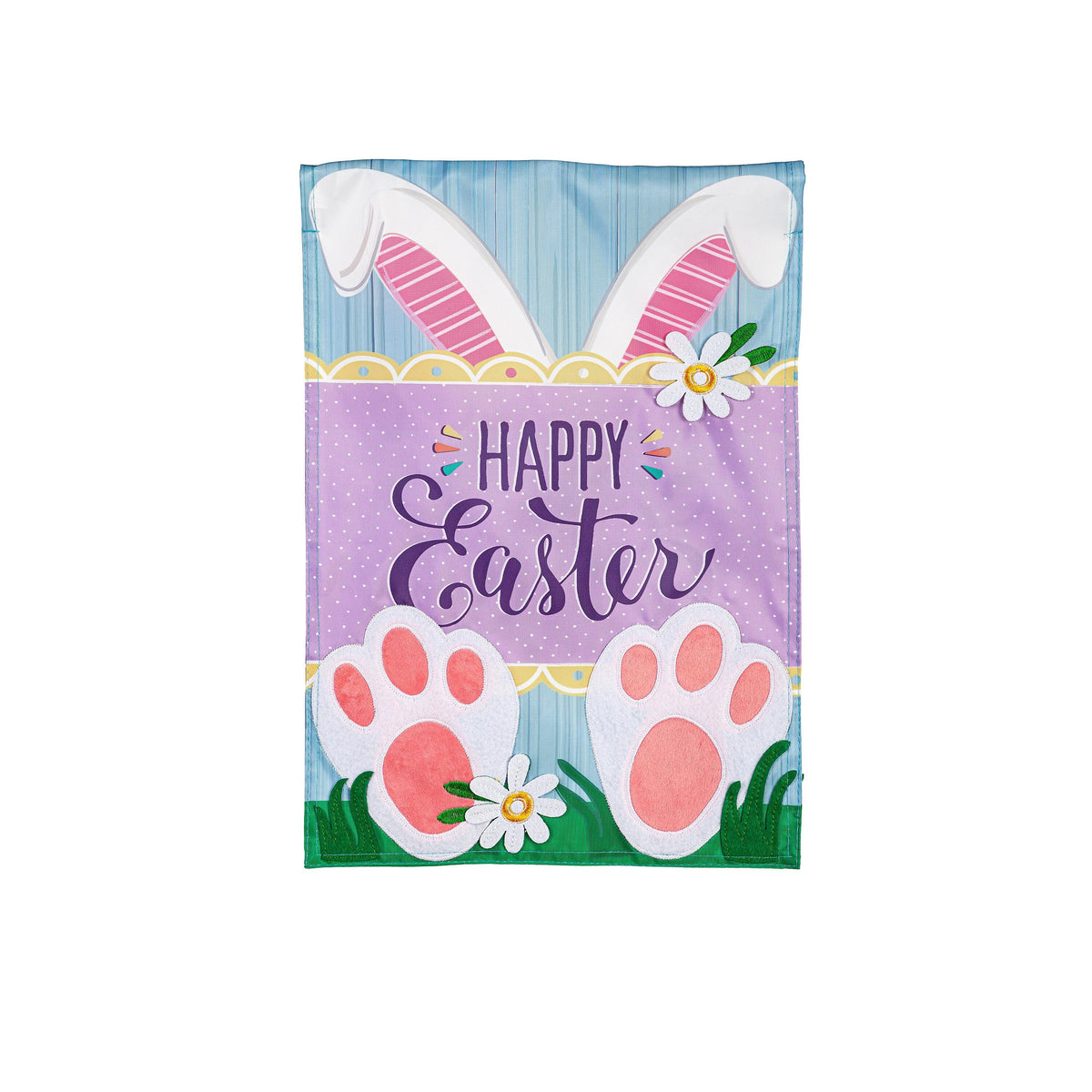 Happy Easter Bunny Applique Garden Flag