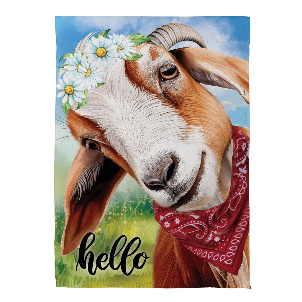 Hello Floral Goat Suede Garden Flag