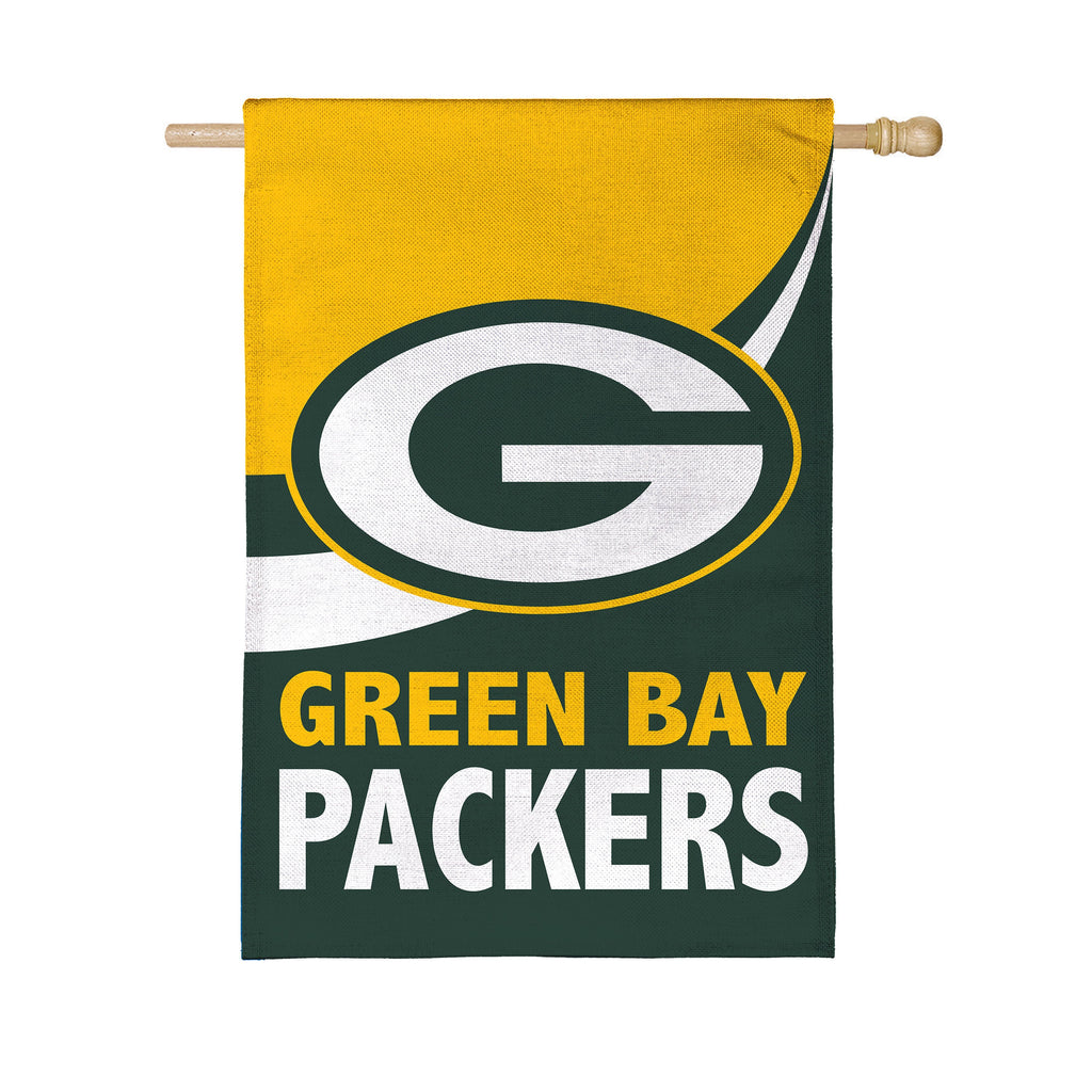 Green Bay Packers Burlap Flag House Size