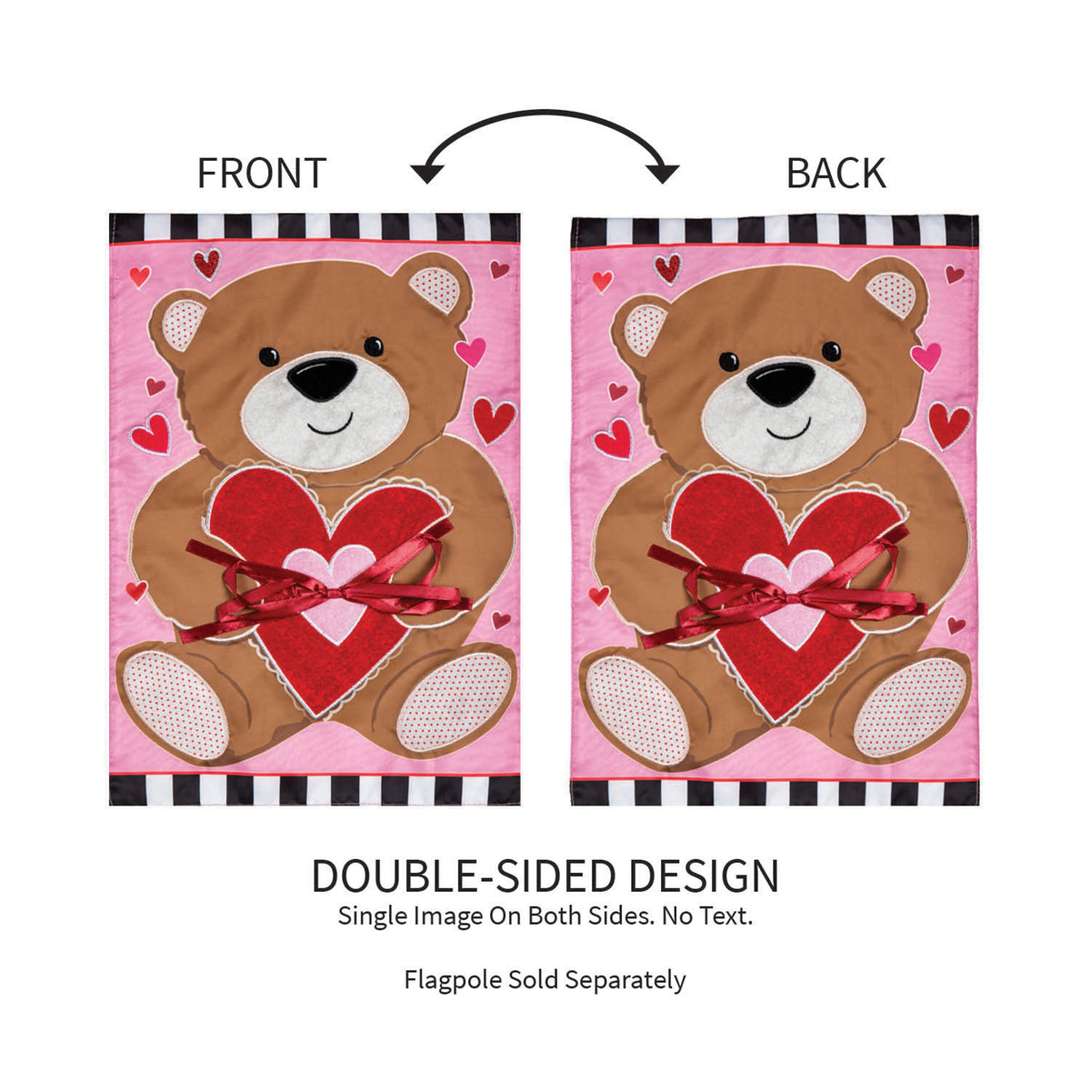Valentine's Bear Applique Garden Flag