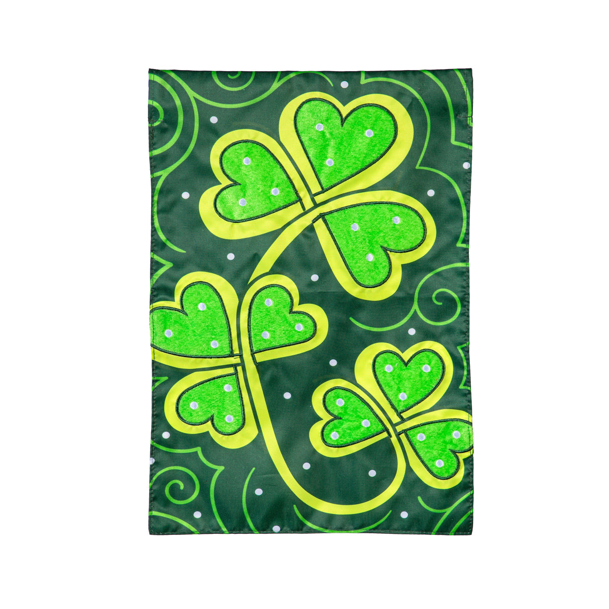Lucky Clovers Applique Garden Flag