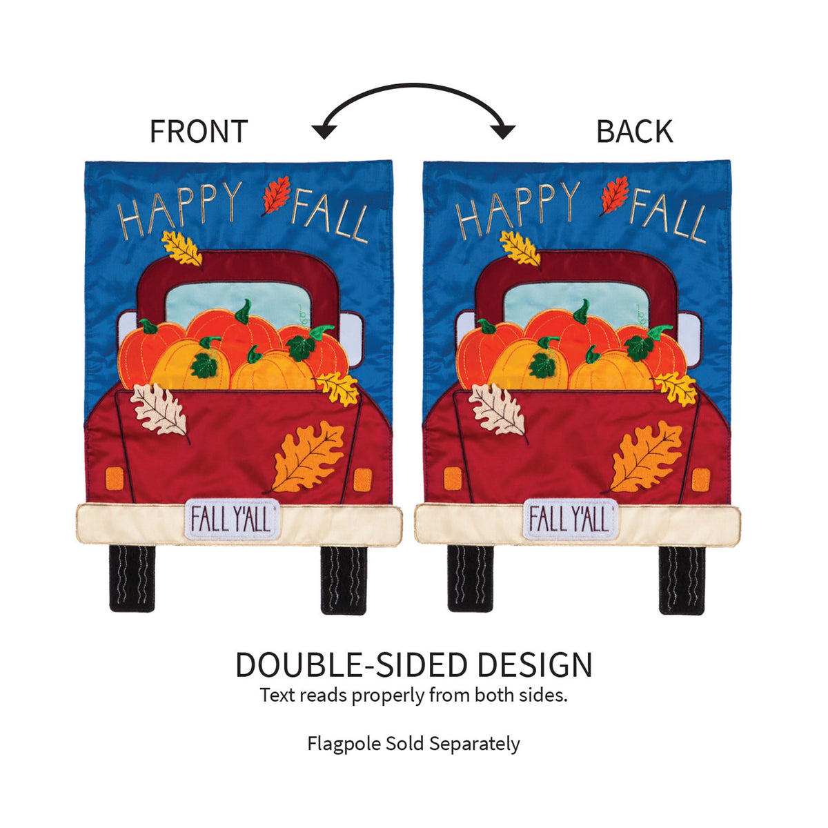 Happy Fall Pickup Truck Garden Applique Flag