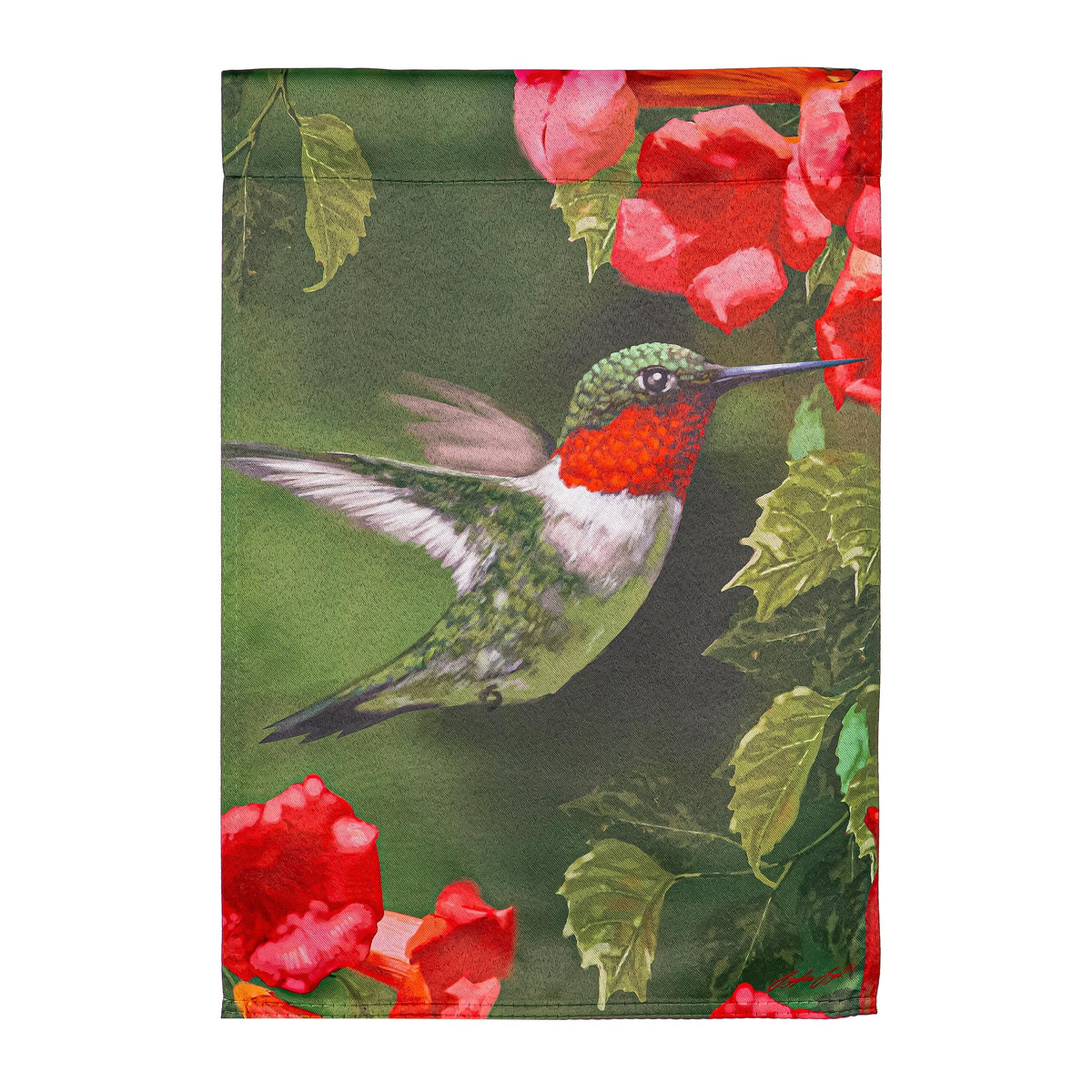 Hummingbird Closeup Suede Garden Flag