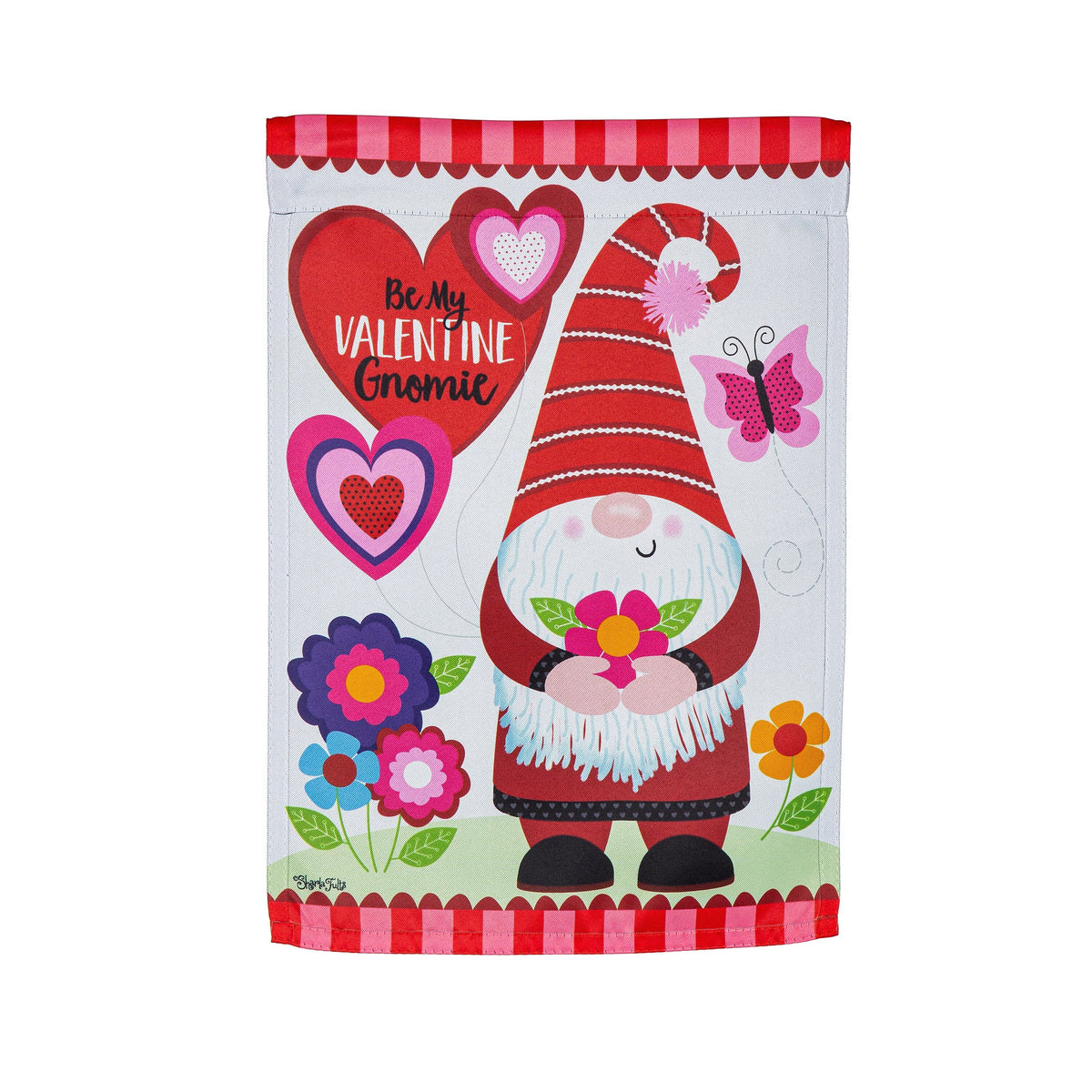 Gnome Valentine's Suede Garden Flag