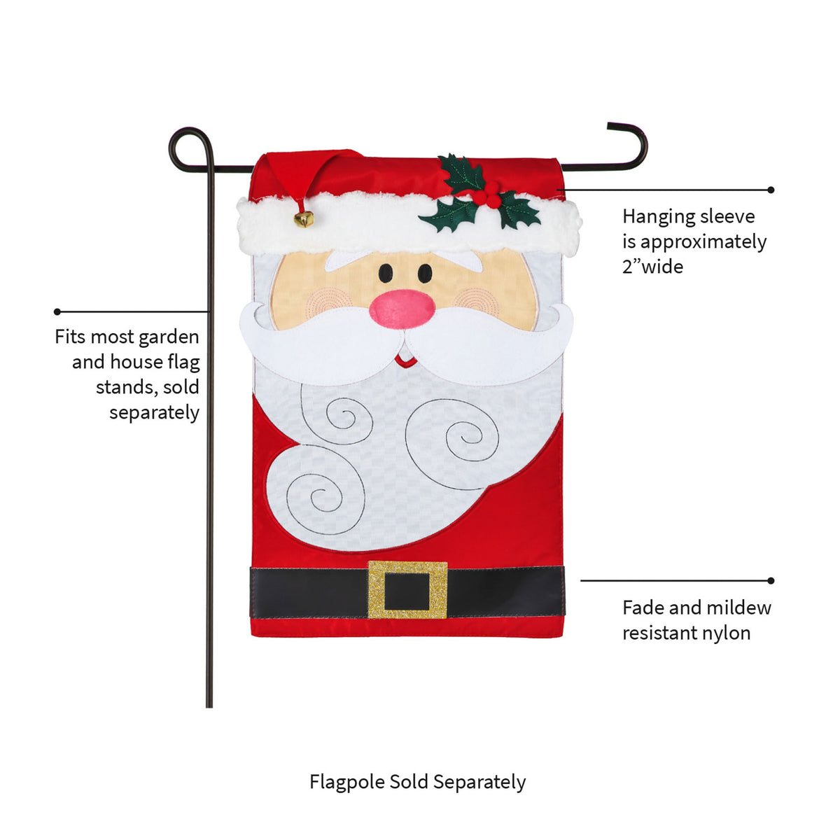 Santa Claus Garden Applique Flag