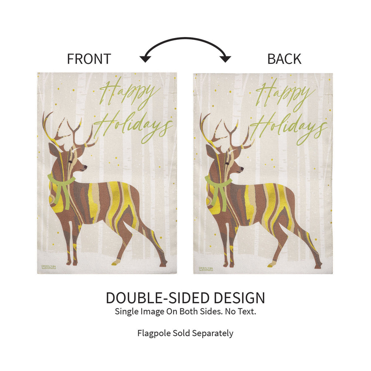 Happy Holidays Deer Burlap Garden Flag