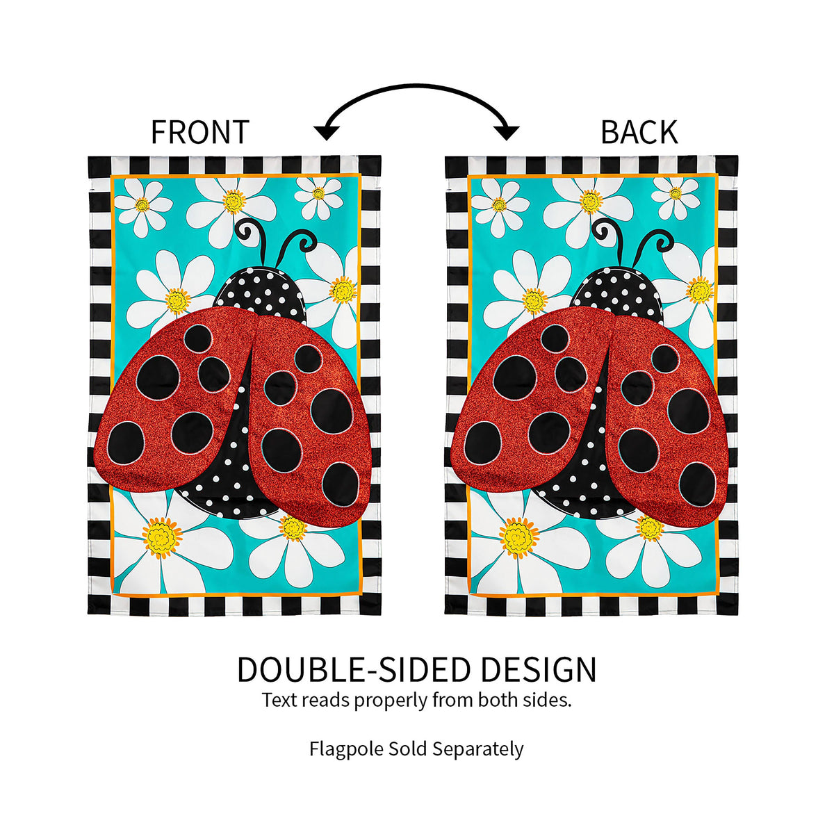 Ladybug with Daisies House Applique Flag