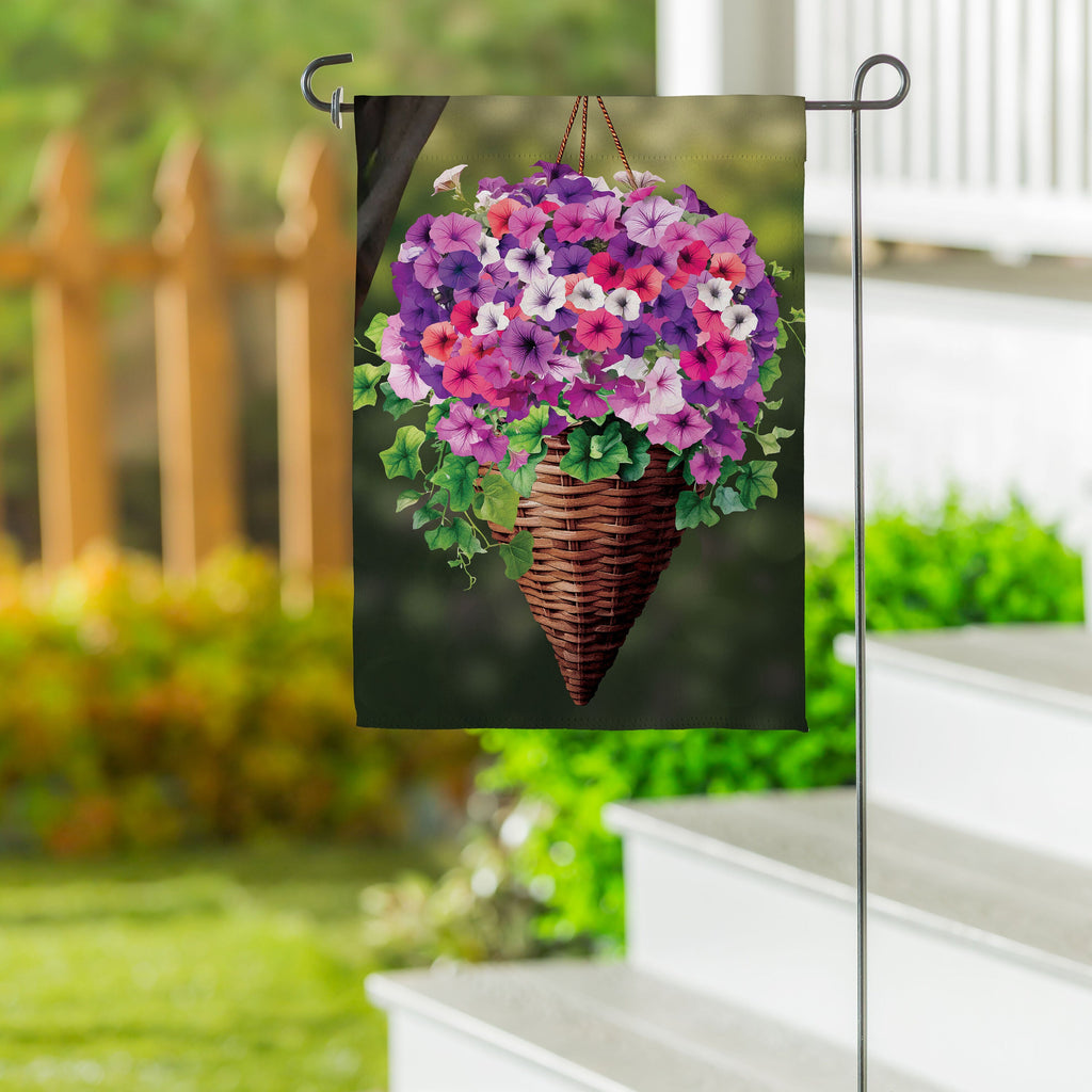Petunia Basket Suede Garden Flag